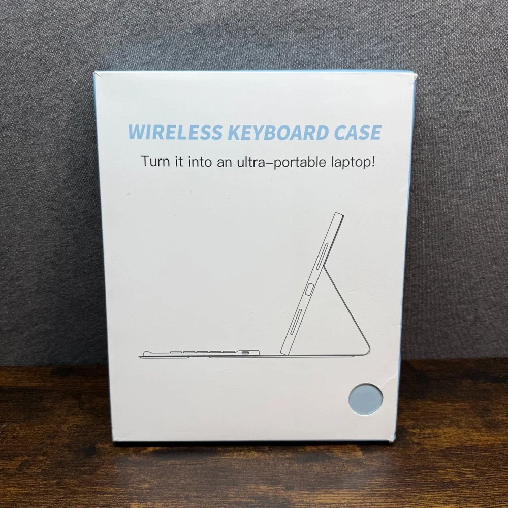 Wireless Bluetooth Keyboard Case for iPad Tablet Light Blue Backlit Folio Stand